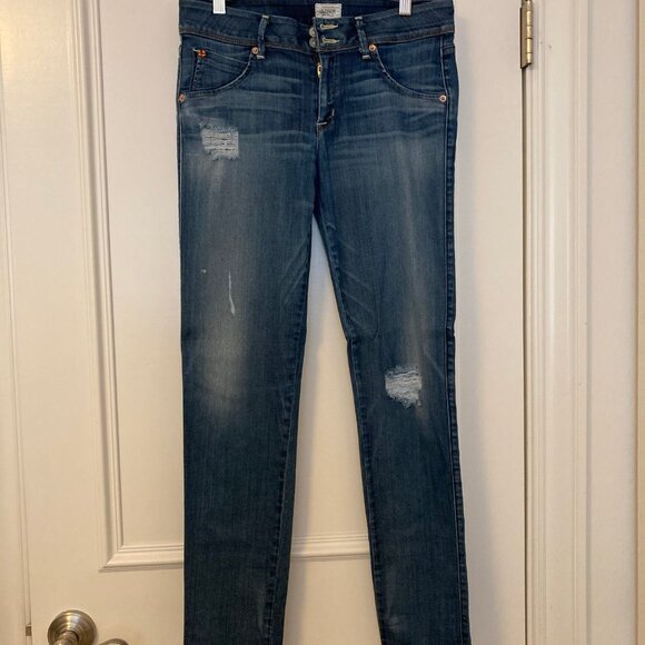 Women's Blue Distressed Jeans - Picture 1 of 16